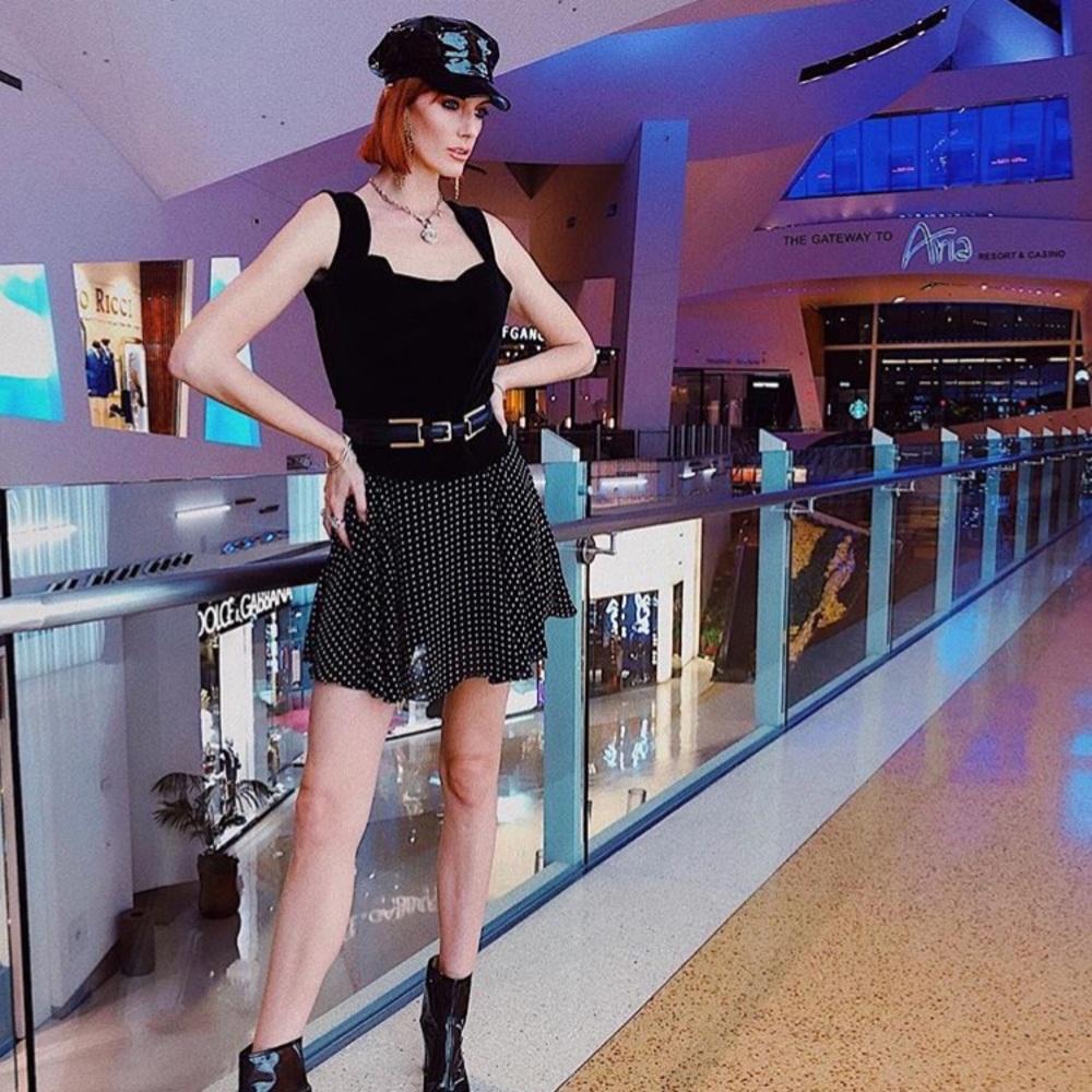BCBG black skirt with white polka dots!